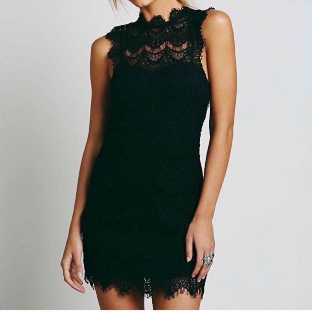 Free People Black Lace backless dress